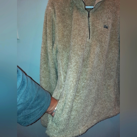 Kimes Ranch LL Bourbon Khaki Tan 1/4 Zip Fuzzy Fleece Sweatshirt women’s XXL - Picture 4 of 10